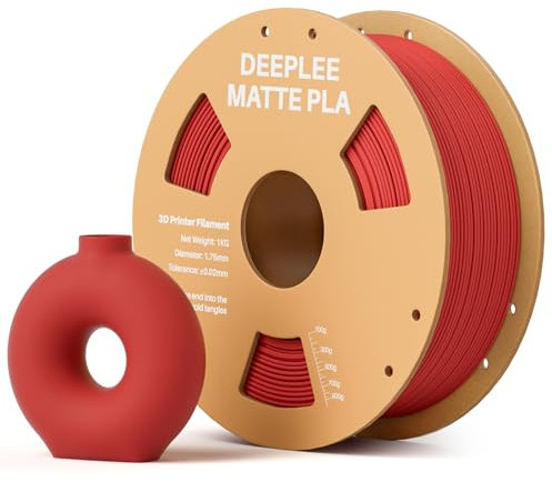 DEEPLEE Matte PLA Filament 1.75mm 3D Drucker Filament, Maßgenauigkeit +/- 0.02mm, für die meisten FDM 3D Drucker, Rubinrot 1KG