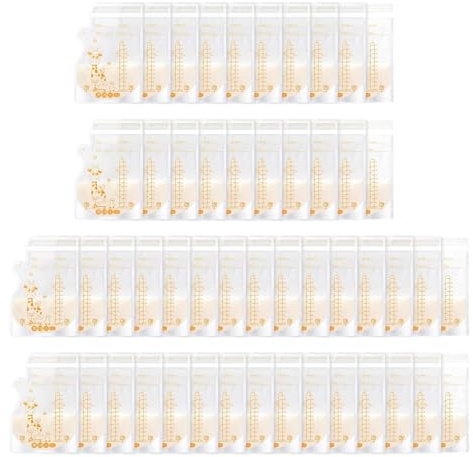 Oderra 250 ml Muttermilch-Aufbewahrungsbeutel, 50 Stück, vorsterilisiert, gefriergeeignet, Muttermilchbeutel mit integriertem Ausgießer, doppelter Reißverschluss zum Stillen, Krankenhaustasche,