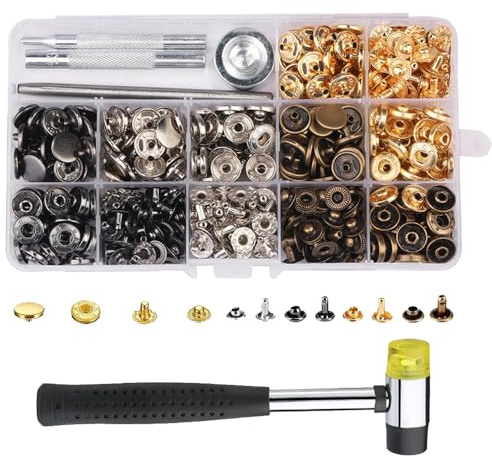Leather Rivet, 240PCS Double Cap Rivets, Multicolor Double Cap Rivets Leather Rivets Double Cap Rivet Metal Studs Rivets for Clothes Shoes Belts Handbags
