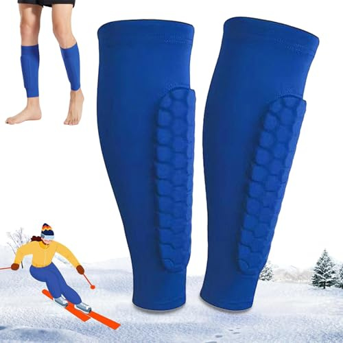 Protege Tibia Ski, Protection Tibia Ski, 1 Paire Shin Defender Shin Guards, Ski Sports Elastic Shin Bang Protetcor with Honeycomb Pads, Équipement de Protection Ski, Sport for Kids and Aldult