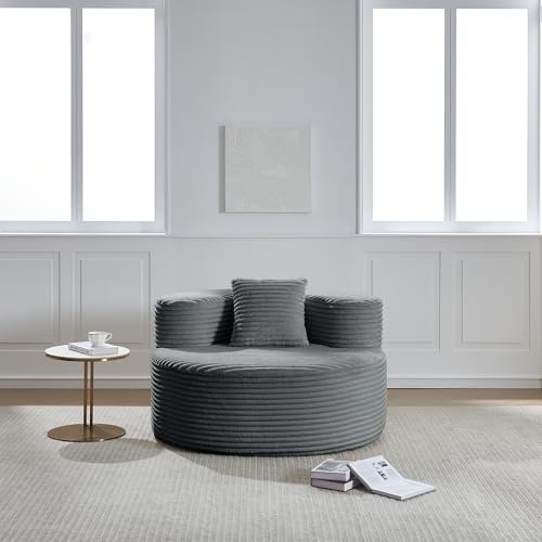A ALFRESCOOL 112 cm Single Sitzsack Sofa, überdimensionierte Lounge Schlafcouch, Moderne Cordgewebe Bodensofa, Keine Montage Erforderlich Boden Couch für Wohnzimmer, Büro（Grau）