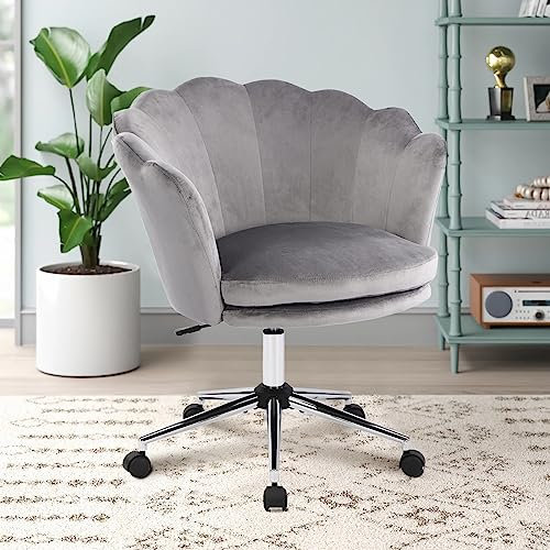 WOLMICS Schminktisch Stuhl 150kg,Schreibtischstuhl aus Samt für Homeoffice,Höhenverstellbarer Drehstuhl mit Gepolsterter,Schminktisch Stuhl für Schlafzimmer