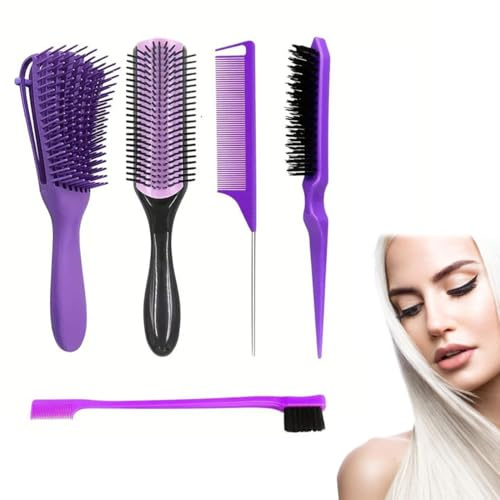 MUNZE Spazzola Per Capelli Con Flacone Spray Da 200 Ml, Spazzola Districante Per Capelli Naturali, Afro Da 3A A 4C, Crespi, Ondulati E Ricci