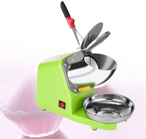 Electric Ice Crusher Shaver, Stainless Steel Snow Cone Maker for Ice Cream, Cold Drinks, Fruit Dessert and Cocktail, Dual Stainless Steel Blades