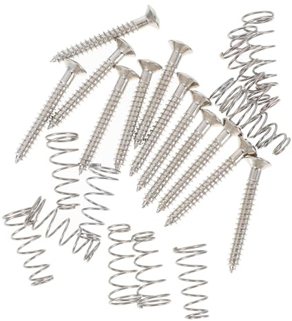 Milisten Vis et Ressorts pour Guitare Électrique Kit de 12 Vis Argentées 12 Ressorts Accessoires Solide pour Micros de Guitare Facile à Installer et Pratique à Utiliser