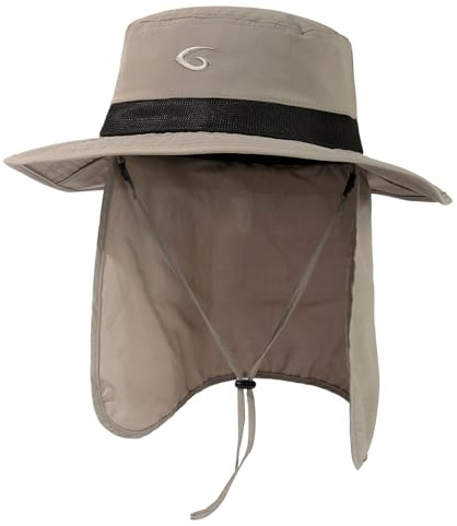 TOP-EX Sonnenhut Herren mit Nackenschutz und UPF 50 | Breite Krempe, Nackenschutz, wasserabweisend faltbar und atmungsaktiv, für Angeln Wandern Garten und Reisen