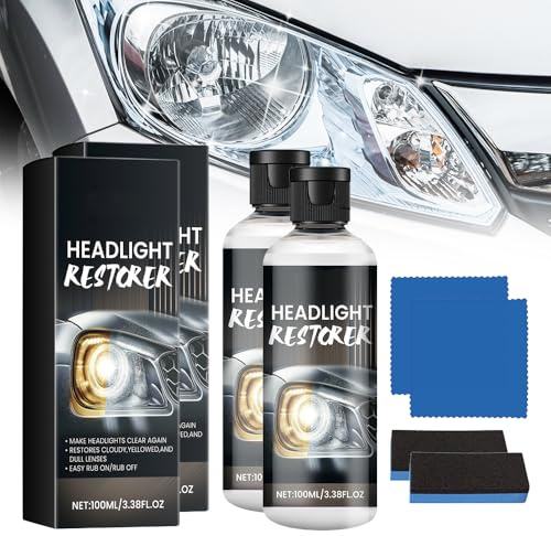 Generisch Scheinwerfer Aufbereitung Set, Scheinwerfer Polierset mit Schwamm Und Handtuch, Scheinwerfer Bedampfen Set Und PoliturReparaturwerkzeug für Gelbfärbung, Kratzen, Unschärfen (2Pcs)