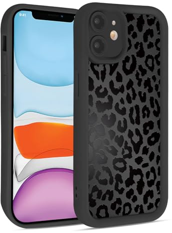 Krdvekm Cover per iPhone 11 6,1”, Aesthetic Leopardata Motivo Custodia Nero Opaca Ultra Morbida Sottile Leggera Silicone Antiurto AntiGraffio TPU Bumper Protezione della fotocamera Case