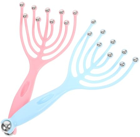 BATHVEVE Massaggiatore Manuale per Cuoio Capelluto a 9 Artigli Dispositivo Portatile per Massaggio Testa e Collo Pettine Massaggiatore per Rilassamento Corpo e Stress