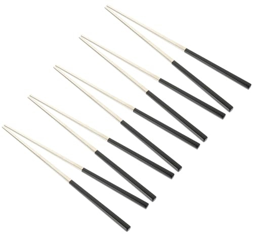 HYTROVE Set 5 Paia Bacchette Riutilizzabili in Acciaio Inossidabile 304, Antiscivolo e Resistenti al Calore, Leggere di Dimensioni Medie, per Uso Domestico, Viaggi, Campeggio e Cucina