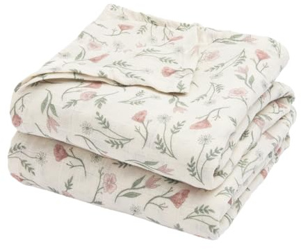 MEYCO Baby Mullwindeln 2er Pack - 120x120cm - Pre-Washed Musselin - Decke & Spucktuch - 100% weiche Baumwolle - Oeko Tex Zertifiziert - hautfreundlich & atmungsaktiv - Flower Multicolour