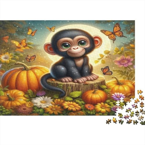 Monito Calabazas de Otoño Puzzle de 1000 Piezas Juego de Puzzle Papel para Adultos Relajación Familia Regalo 52x38cm/1000pcs