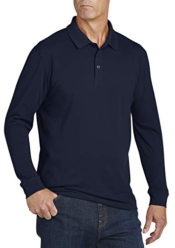 Cutter & Buck Big & Tall 35+UPF, Long Sleeve Advantage Polo Shirt, Liberty Navy, 3XL Plus Homme