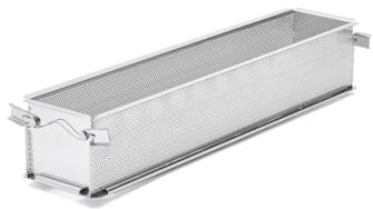 De Buyer - Rechteckige Backform zum Aufklappen aus perforiertem Edelstahl - 48 x 9 x 8,5 cm - 3210.48, Grau