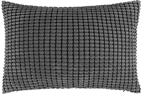 uxcell 1 Pc Soft Corduroy Throw Pillow Cover, Corn Striped Decorative Cushion Cover, Sofa Pillowcase for Bedding Home Decors, 12 x 18, Dark Gray