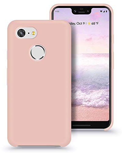 xperg Pixel 3 XL Case, Google Pixel 3 XL Liquid Silicone Gel Rubber Case Cover Soft Microfiber Cloth Lining Cushion Compatible for Google Pixel 3 XL (Pink Sand)