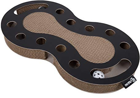 District 70 Snake - Interaktives Katzenspielzeug für Katzen aus Wellpappe inkl. Kugelbahn - 54 x 28 x 6 cm (Einheitsgröße) - Schwarz