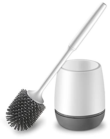 Scopino per WC，Scopino e Supporto per Toilette,Montaggio a Parete e Spazzolino da Toilette in Silicone ad Asciugatura Rapida Scopino per WC