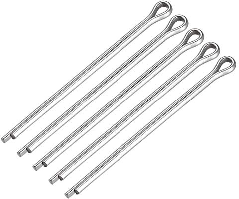 sourcing map 5Stk.Geteilter Splint 4mm x 68 mm 304 Edelstahl 2 Zinken Schlüssel Silber