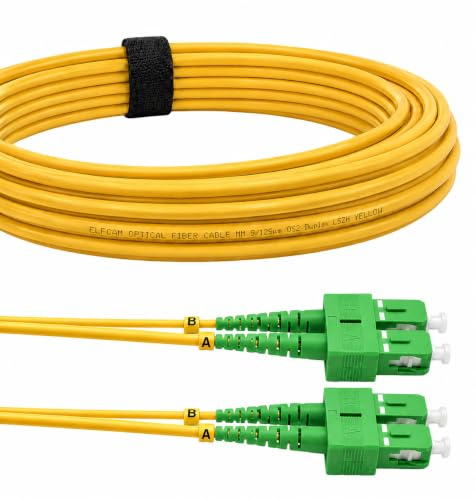 Elfcam® - Cable de Fibra Óptica SC/APC a SC/APC Monomodo Duplex 9/125um OS2 LSZH (15M)