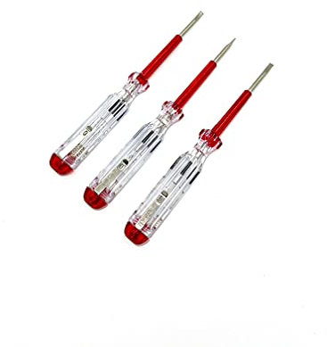 TIJAR® 3 Pack Electric Voltage Tester Screwdrivers – Small Slotted Tip with Pocket Clip, Transparent Safety Insulated, Electrical Test Pen Set