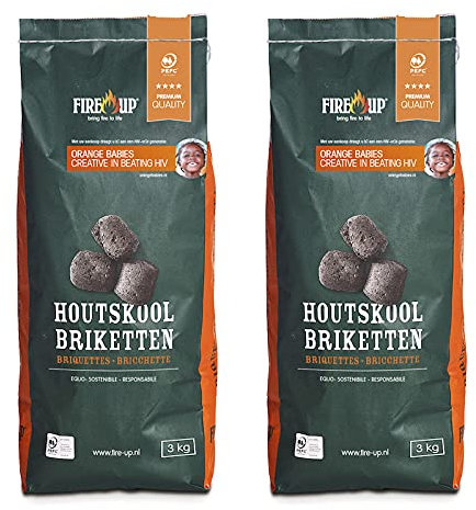 GMR Trading Bricchetti di Carbone per Barbecue Vegetale Naturale Sacchi Brik Carbonella 6 kg