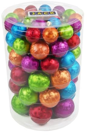 JACK by Inge Glas 60x Glas Christbaumkugeln 4 5 6 7 cm Eislack Bunt Mille-Fiori + Haken