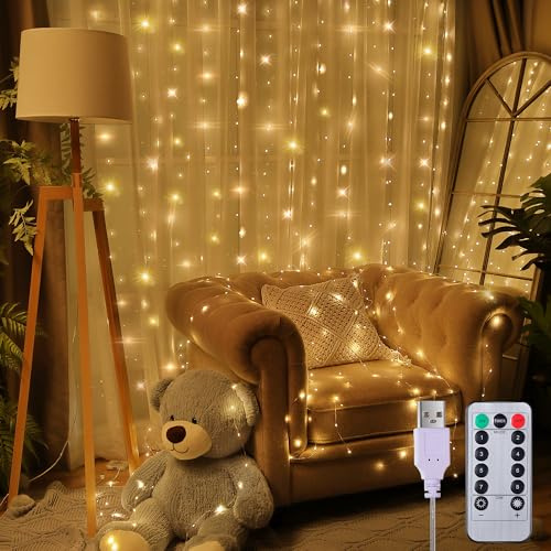 Meonum 1 Pack 195LED Curtain Tapestry Backdrop String Lights