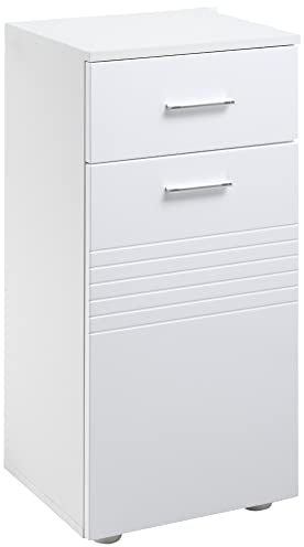 kleankin Mobile Bagno con Cassetto e Armadietto a un'Anta, Mobiletto da Bagno Salvaspazio in Legno, Armadietto per Sala da Pranzo, Salotto, Soggiorno, Cucina, 35x30x77.5 cm, Bianco