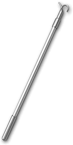 Boolegon Draw Rod for Cordless Zebra Blinds, Honeycomb Shades, Spring Roller Shades, Premium Quality, Easy to Pull, Telescopic 13in to 24in, Silver, Metal, Satin Finish, Smooth Exterior