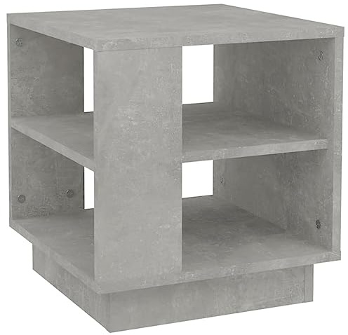 vidaXL Couchtisch mit 2 Ablagen Beistelltisch Wohnzimmertisch Kaffeetisch Sofatisch Teetisch Tisch Wohnzimmer Betongrau 40x40x43cm Holzwerkstoff