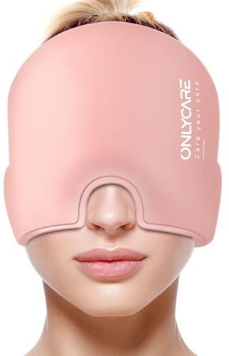 ONLYCARE Mütze Migräne Relief Cap, Headache Relief Hat Kühlmaske Kühlmütze | Kühlmütze Kopfschmerzen Maske Kühlhaube Kappe Kühlpads Gel zur Linderung von Migräne (Pink)