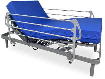 DUÉRMETE ONLINE - Pack Cama Eléctrica Articulada Reforzada Ergomedic Pro + Colchón Sanitario Viscoelástico Sanivisco + Barandillas INOX, 90x190