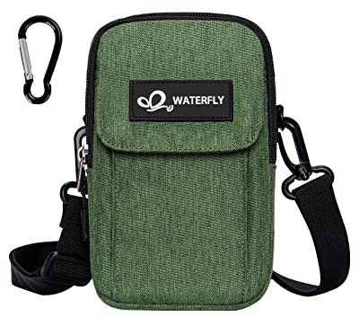 Waterfly Multifunktionell midjeväska herr dam: liten kompakt sport midjeväska bältesväska mobiltelefon plånbok karbinhake för EDC camping vandring klättring resor, Grön, S, bärsele