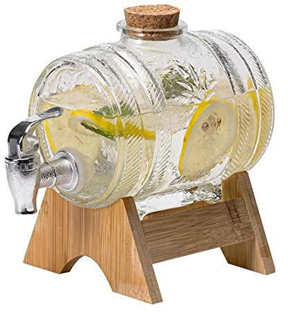 Vaso per acqua in vetro ad alta capacità da 1 litro, brocca per acqua, succo, limonata, acqua fredda, trasparente, per ufficio, vino, birra, teiera con rubinetto