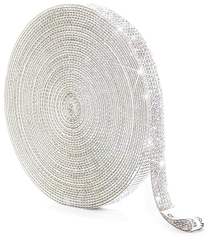 Lcxecnw 1 Rolle Strass Bänder,Bling Rhinestones Aufkleber,Selbstklebende Kristall Strass-Streifen,Glitter Crystal Diamond Aufkleber,für Auto,Zuhause,DIY,Hochzeit,Party Dekoration(Kristall AB)