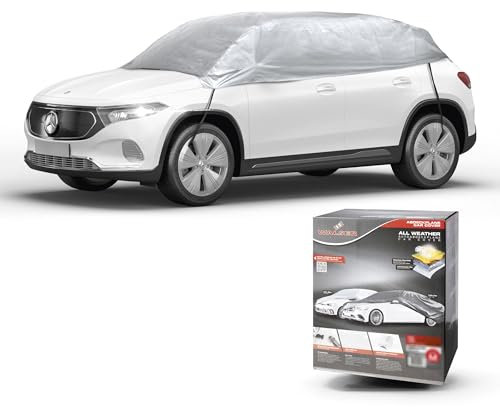 Walser Bâche de Protection pour Voiture All Weather Basic - Imperméable - 100% résistante aux intempéries - Bâche d'extérieur - Bâche de Voiture imperméable - Demi-Garage - Taille L - Argent