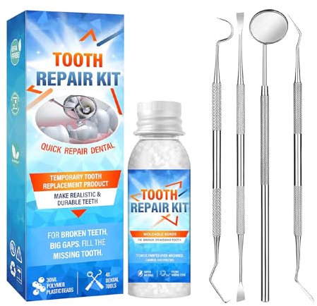 Tooth Repair Granules Kit,Teeth Repair Kit,Zahnersatz Prothese, Temporäre Zahnreparatur Kit,Zahnreparaturgranulat,Diy Moldable False Teeth,Zahnkleber,Fehlende Oder Gebrochene Zähne