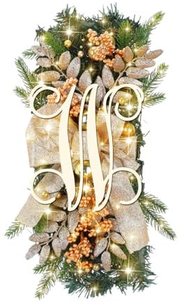 Kielsjajd Adventskranz, Türkranz für Weihnachten, Weihnachtsdeko Adventsgesteck Weihnachtsgesteck Adventsgesteck Adventskranz Weihnachtsmotiv, für Haustür, Kamin,Weihnachtsdekoration (W, One Size)