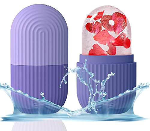IIQI Patrón Vertical Molde De Belleza Para Masaje Facial De Tratamiento Maquillaje Bolsa de hielo Molde 1 pieza (Morado-patrón vertical)