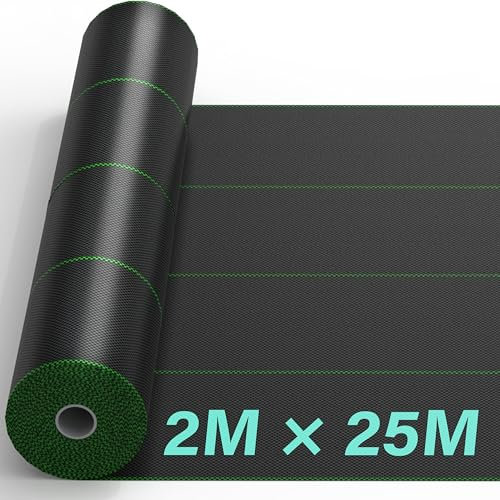 2 m x 25 m resistente membrana erbacce da giardino barriera erbacce tessuto per paesaggistica vialetto ghiaia erba artificiale prato sottofondo rotolo copertura per terreno erbacce patio, giardino