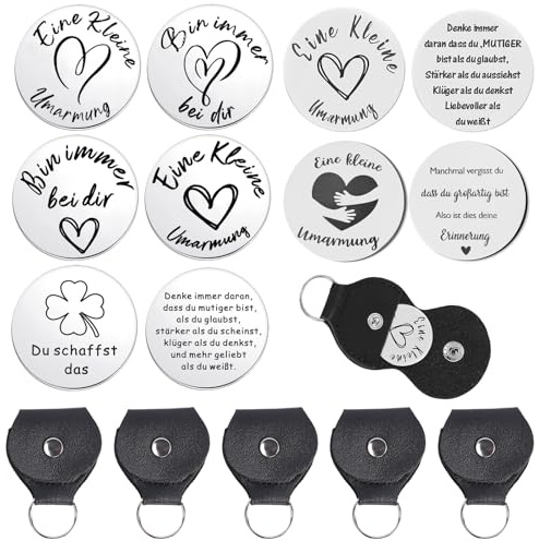 DALAETUS 10 Stück Eine Kleine Umarmung Glücksbringer Set, Gute Besserung Geschenke mit Schlüsselanhänger, Doppelseitig Mutmacher Geschenk für Familie, Freund, Patient