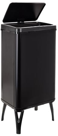 WELL HOME MOBILIARIO & DECORACIÓN Pattumiera intelligente con apertura automatica o contatto manuale da 50 l, 35,5 x 26 x 83,5 cm, colore nero.