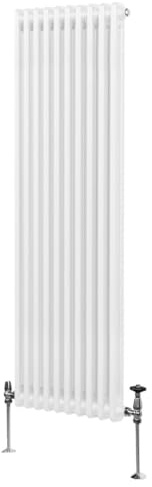 Radiatore Termosifone a 2 Colonne 1800mm x 472mm Moderno Centralizzato Bianco in Acciaio Inox Verticale a Parete Cucina Soggiorno Bagno Kit di Fissaggio e Spazzola Inclusi