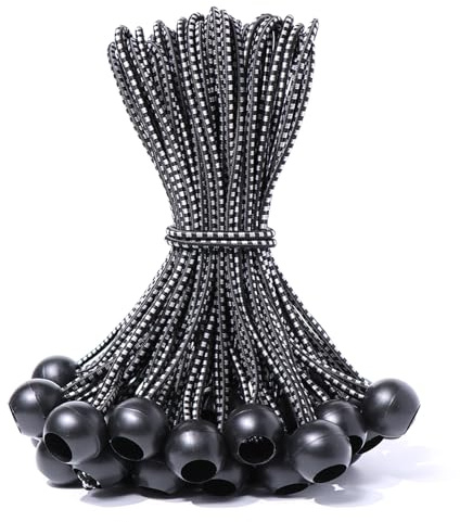 JunGG Spanngummis mit Kugel 12-er Pack 30cm Planenspanner mit Kugel Schwarz | Gummispanner Zeltgummis Expanderschlingen Gummischlaufen für Planen Zelt Banner