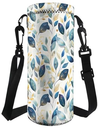 COEQINE Sac isotherme pour bouteille d'eau de 1 litre pour homme et garçon, Feuille bleue et jaune