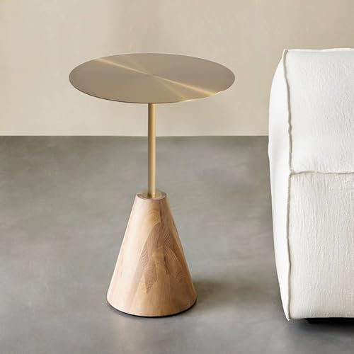 HPIRFYE Modern und schlicht Couchtisch Rund，Metall-Desktop, schön und langlebig，Beistelltisch mit runder Tischplatte，Platz sparen Geeignet für Wohnzimmer, Balkon, Schlafzimmer(Gold,40*