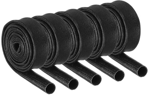 QUARKZMAN 10pz Guaina Intrecciata Isolante per Cavi, 3.3Ft-5/16 ID Nero, Guaina Fibre Vetro Rivestita Silicone Alta Temperatura per Avvolgicavo, Tubazioni Automobilistiche Protezione
