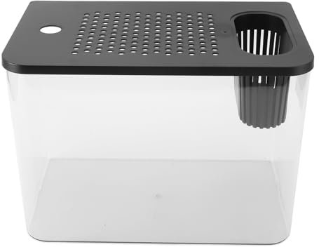 aqxreight Kleine Fische aus Kunststoff, Durchsichtiges Mikro-Landschafts-Desktop-Aquarium für Goldfische, Garnelen, Betta-Fische (Black)