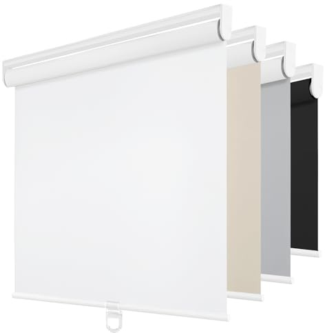 ChrisDowa Cordless Blackout Roller Shades for Windows, Thermal Insulated UV Protection Pull Down Shades, Total Blackout Window Blinds for Home, Office, Bedroom, Door (35 W x 72 H, White)